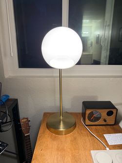 Crate & Barrel brass and glass lamp