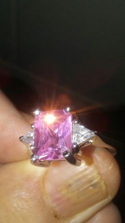 Pink. Sapphire stone sterling silver ring