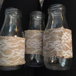 Set Of 3 Jars With Burlap 