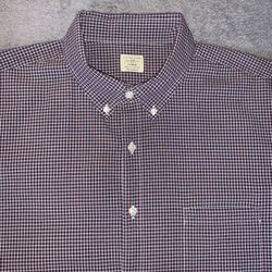 J Crew Size Extra Large XL Mens Vintage Shirt Gingham Plaid Red White Blue Slim