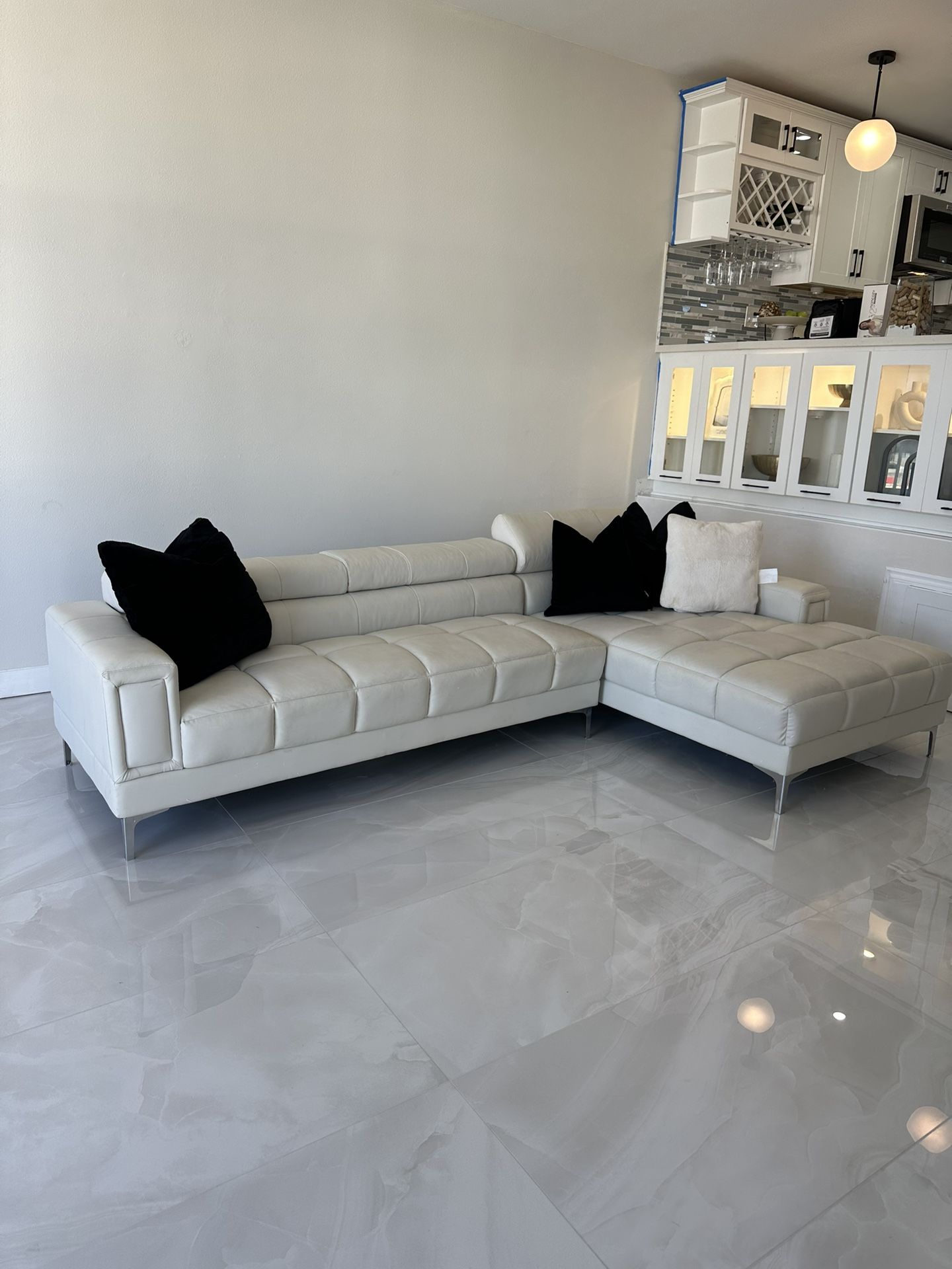 Poundex Bobkona Hayden Bonded Leather Sectional