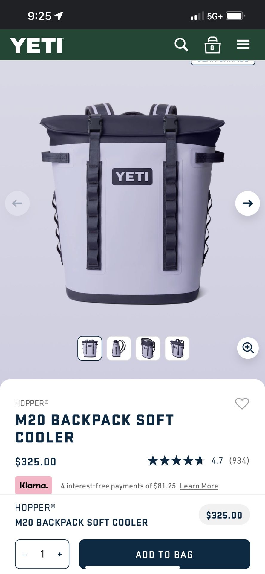 Yeti Cooler Back pack