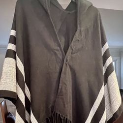 Women Hoodie Tassel Shawl Long Scarf Ponchos 