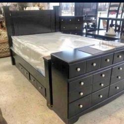 Storage Black 4 Pieces Bedroom Set Same Day Delivery