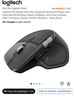 Logitech MX Master 4 for Mac, Ergonomic Bluetooth Mouse
