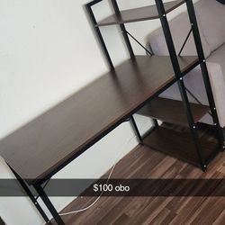 Metal Frame/ Wooden Counters With Shelves
