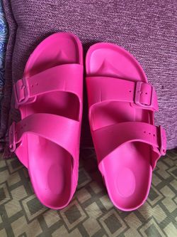    Birkenstocks Barbie, pink Double Strap Slide On Eva Arizona Sandals Size 10 10 1/2