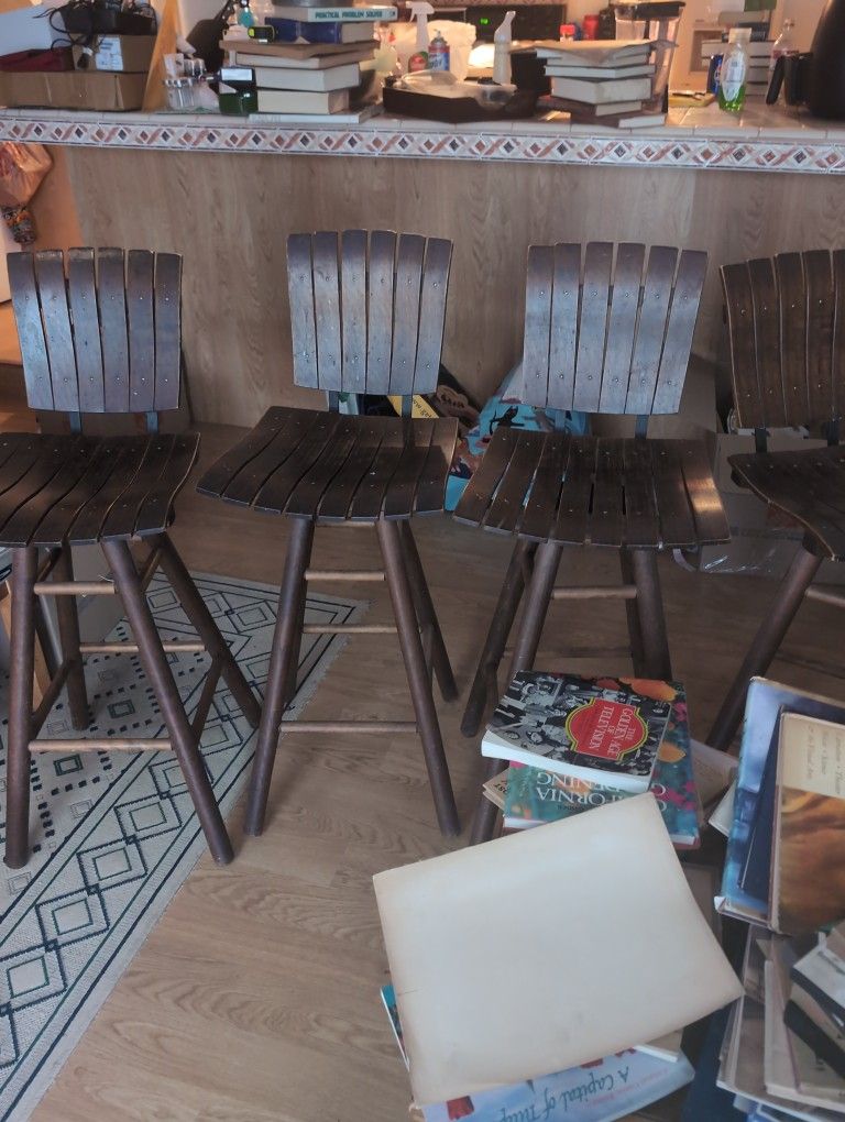 Barstools. 4. Swiveling. Metal Components. Over 50 Years Old.