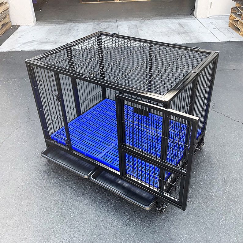 $155 (New in Box) Heavy-duty dog cage 41x31x34” single-door folding kennel w/ plastic tray 