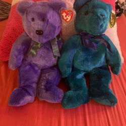 2 14” Mint Beanie Babies Employee Bear