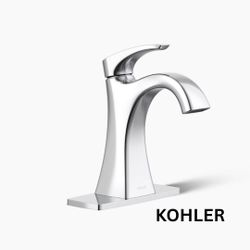 New, Kohler Maxton 4-Inch Centerset Bathroom Faucet with Single Handle, Drain, and Deck Plate