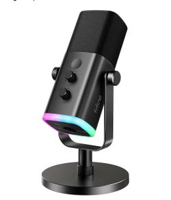 Microphone for Gaming Streaming Podcast Mic with RGB Light, Mute Button, Headphones Jack, Desktop Stand, for Vocal Recording Singing YouTube
