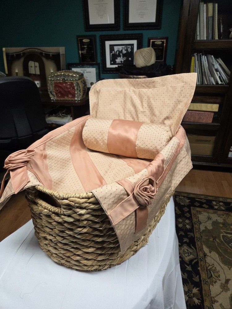 Luxure Custom Made Pet Bed Spread With Pillow , Basket Included 