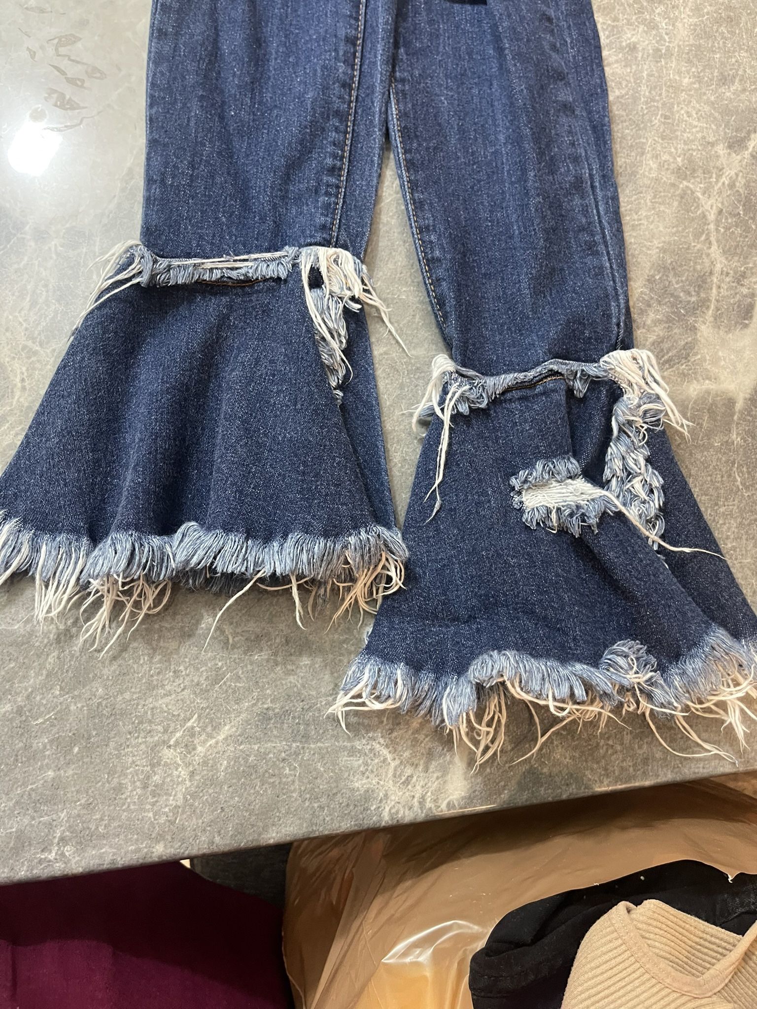 Fashion Nova Distressed Jeans With Ankle Flare