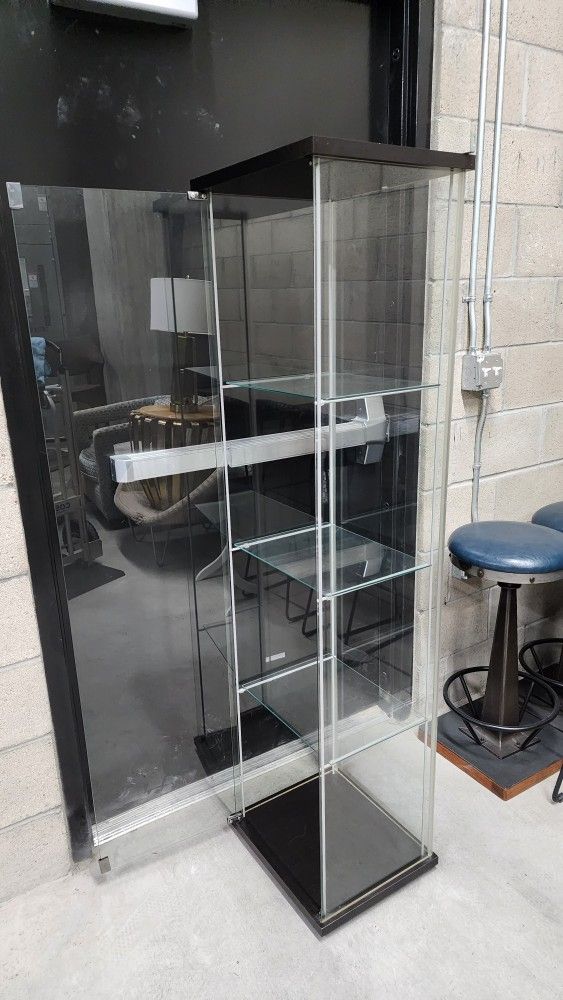 Ikea DETOLF Glass-door cabinet, black-brown, 16 3/4x64 1/8 