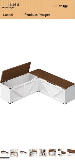 L-Shaped Storage Bench with Lift-Top Lid