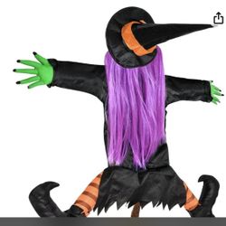 Betty Bash Crashing Witch into Tree Halloween Yard Decorations, (54" H) Large Crashing Witch into Tree