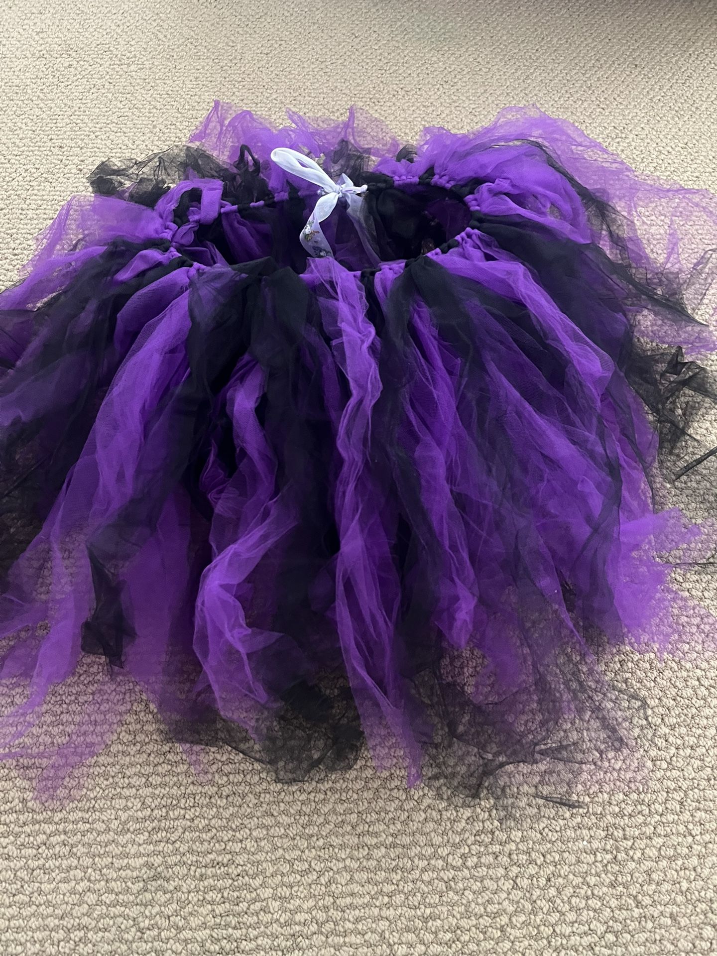 Girls Tie Back Black Purple tulle skirt Halloween Witch Dress Up