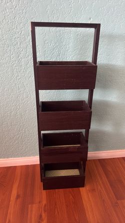Dark Brown Wood 4-Tier Storage Organizer