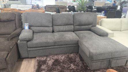 Special Offer Now‼️Beautiful Grey Pull Out Sleeper Sectional $899