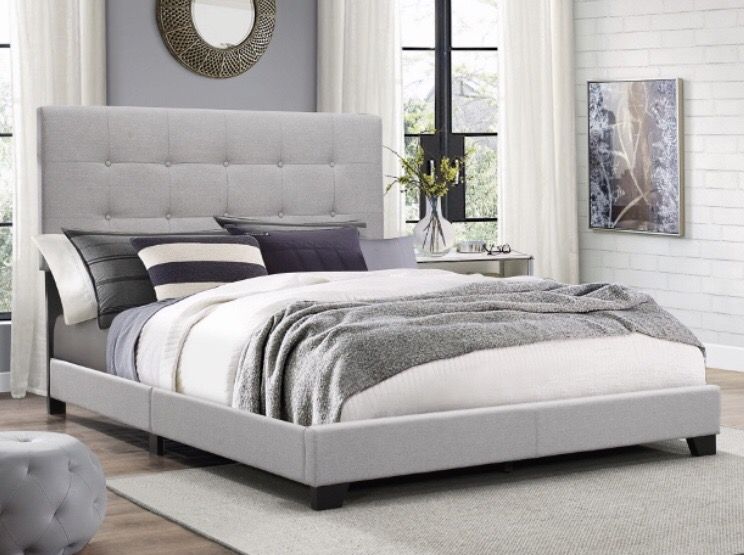 Queen Upholstered Bed - Brand New