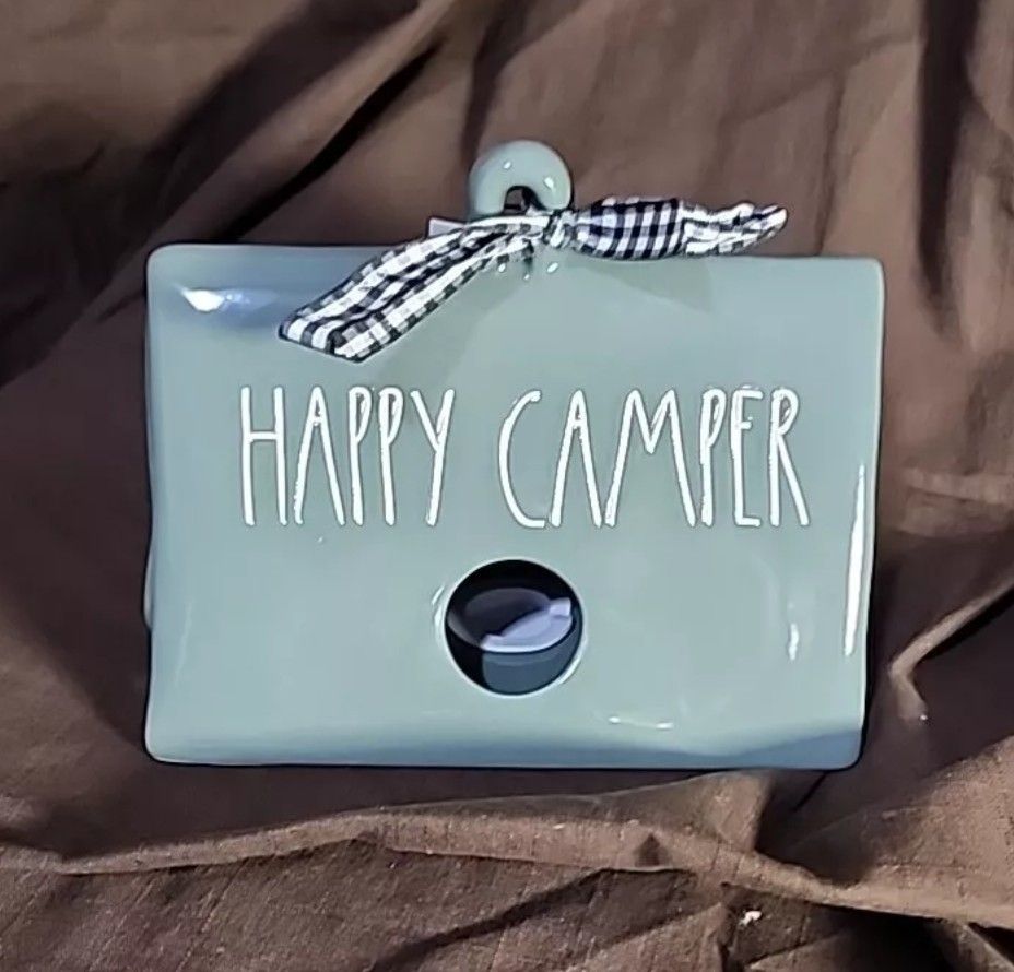 Rae Dunn GRAY HAPPY CAMPER Tent Birdhouse by MAGENTA