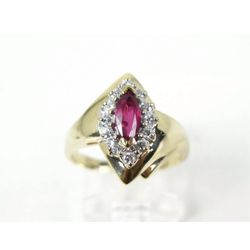 14K Gold Ruby Diamond Ring Size 7-8