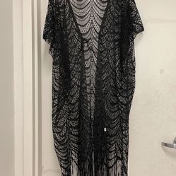 Women's Cover Up Cardigan Summer Lightweight Black Lace Kimono Swimsuit