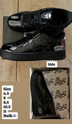 BAPE Bapesta Low-Top Sneakers Triple Black Patent