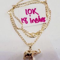 10K Solid Gold Cain and Pendant For Wedding 18 Inches Long 