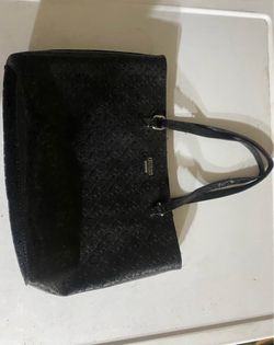 black GUESS Roman Signature Tote bag purse