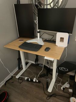 Electric Standing Desk with Bamboo Top