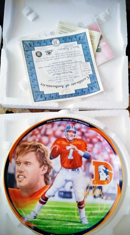Vintage Football Broncos Collectible Plate