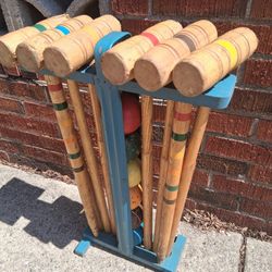 Vintage wood croquet set.