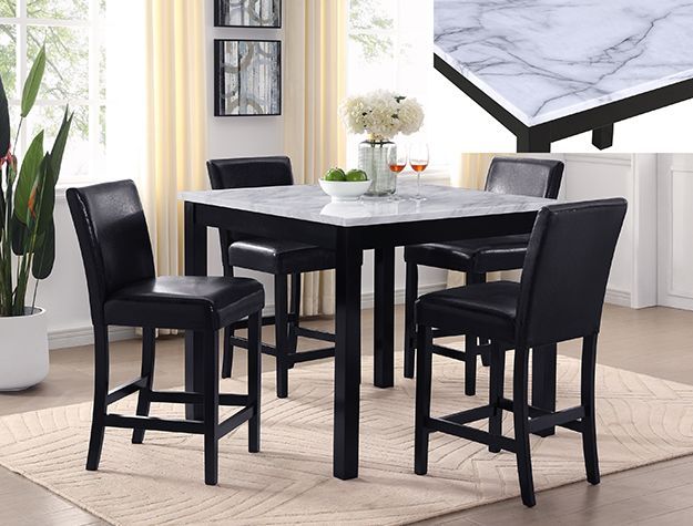 NEW 5pc Counter Height DINING Room SET Faux Marble Table💥NO CREDIT NEEDED $10 Down
