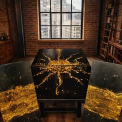 Custom Art-Deco HENREDON Expandable 2 leaf Dining Table