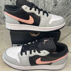 Jordan 1 Low Black Grey Pink Shadow Size 6 Y