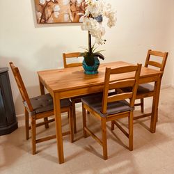 Small wood dining table with chairs