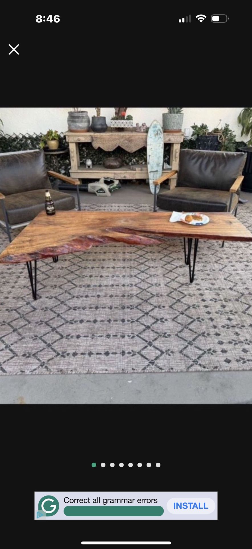200$ 5ft Live Edge Coffee Table