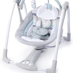 Ingenuity Compact Lightweight Portable Baby Swing with Music, Nature Sounds and Battery-Saving Technology - Abernathy, 0-9 Months