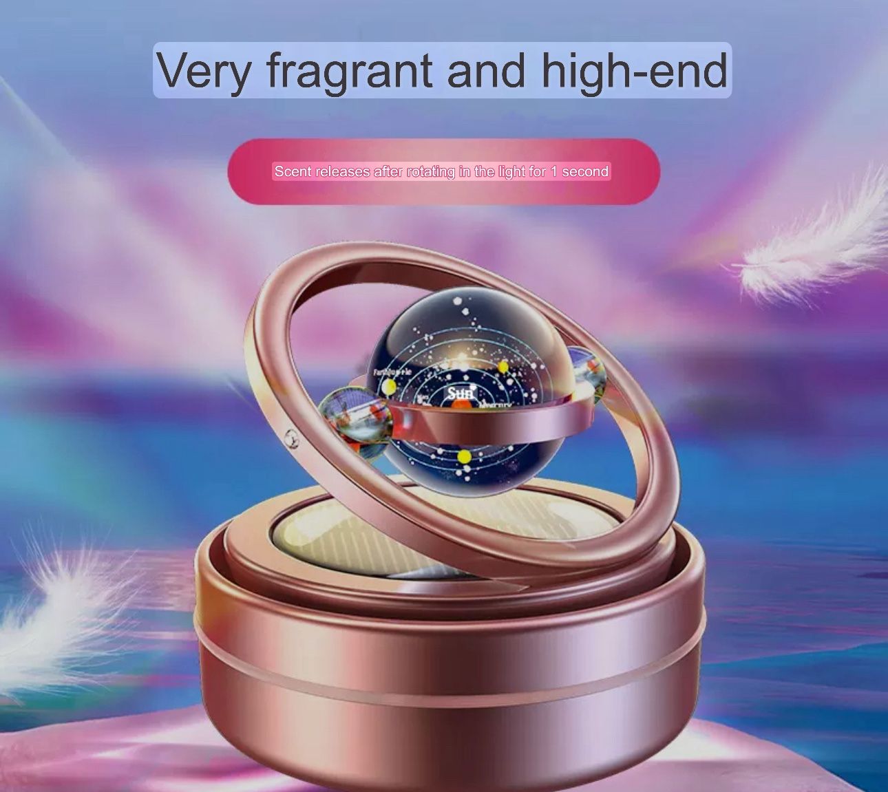 Cross-border wholesale original planet solar-powered car perfume/car fragrance aluminum alloy double-ring floating rotating ornament