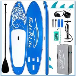 Inflatable Paddle Board Stand Up Paddleboards for Adults SUP with Premium Accessories Pump, Adjustable Paddle, Leash, Three Fins, Backpack