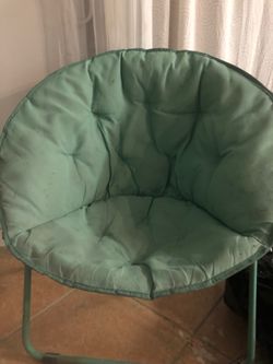 Foldable Saucer Chair with metal legs - green
