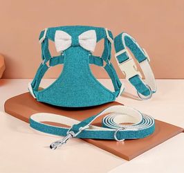 New Didog Small Dog Harness Collar and Leash Set, Adjustable Lightweight Vest Harness with Cotton Soft Mesh for Small Dogs, Cats (Blue, XXS) Pick up W