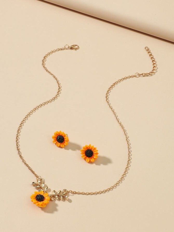 Sunflower Necklace Set