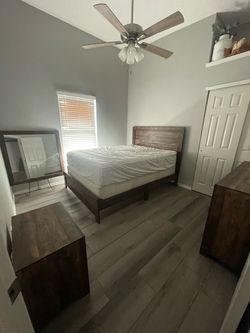 Wood Bedroom Set with Bed Frame and Nightstand