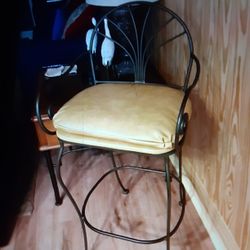 Wrought Iron Armchair Padded Bar Stools 2 