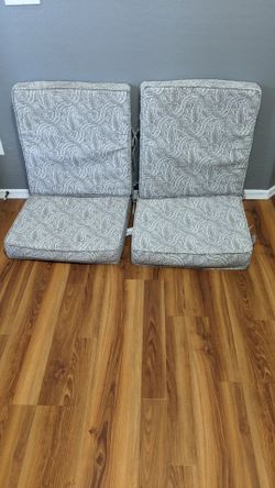 (2) Gray / White Lounge Seat Cushions
