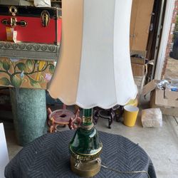 Antique Green Glass Lamp 