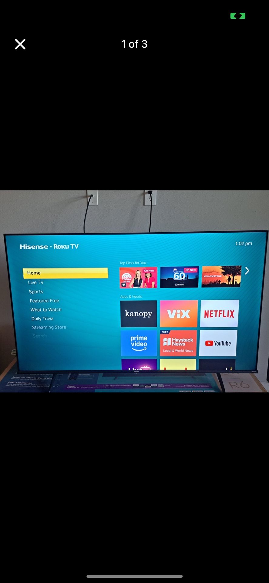 58 Inch HiSense Roku tv